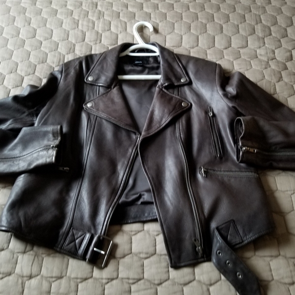IDENTIFY dark brown soft leather moto jacket - Picture 2 of 9